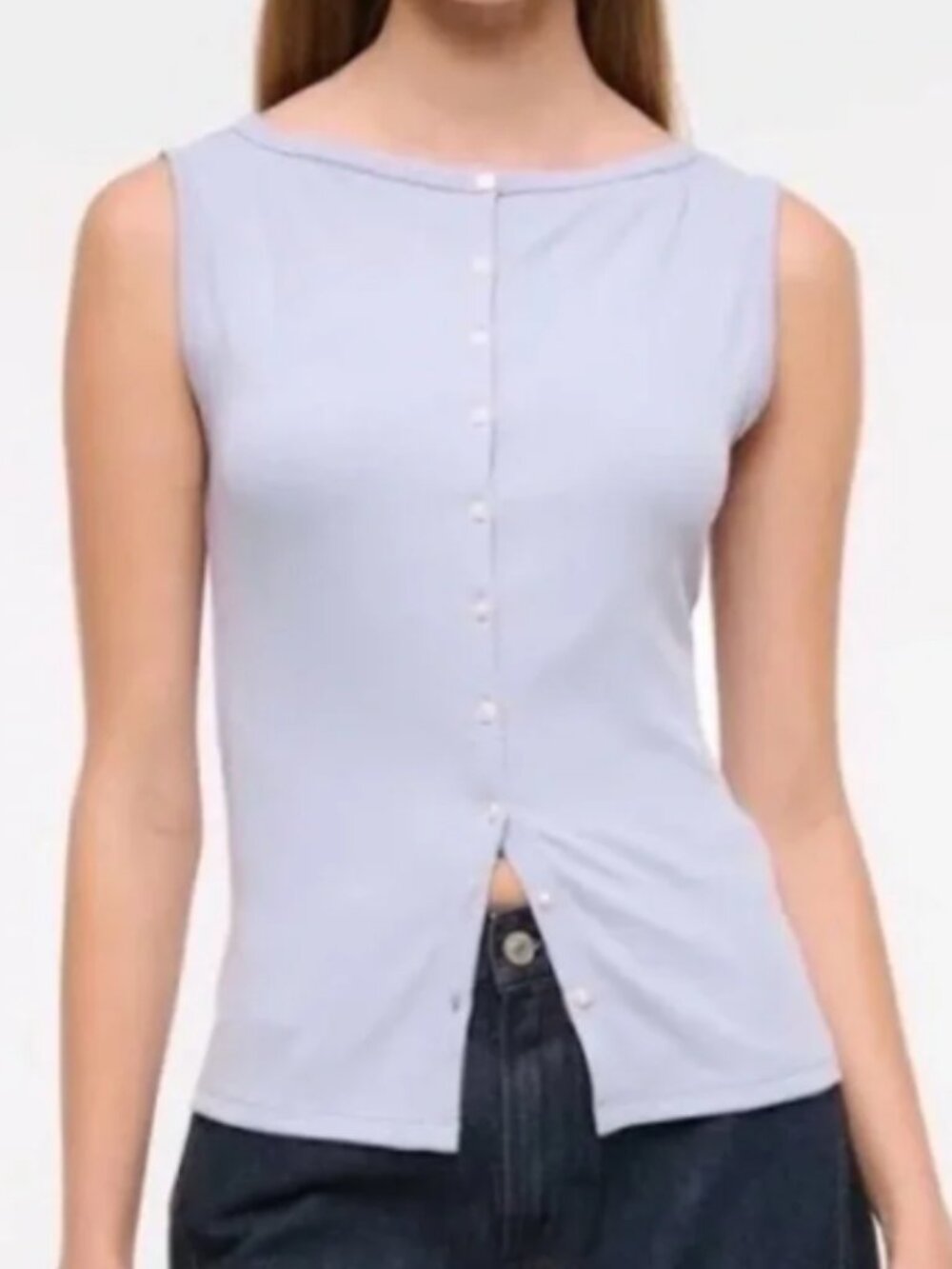 NWT Abercrombie & Fitch Lavender Slash Button-Through Tank Top - Womens Medium